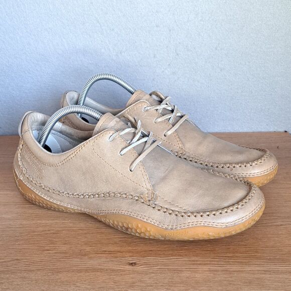 Patagonia Skywalk Moccasin Shoes Mens 10 Beige Leather Vintage Honeydew